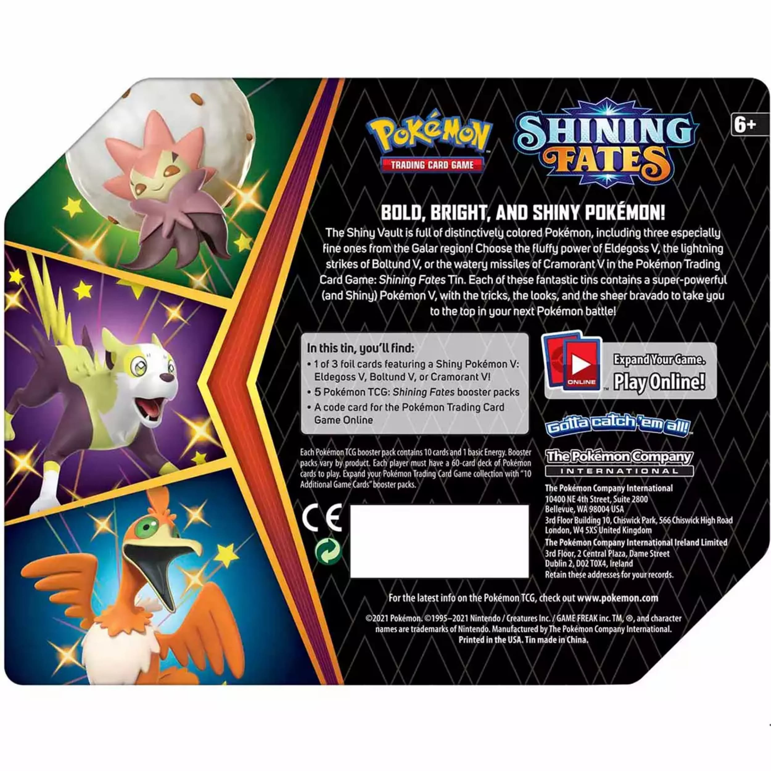 Pokémon Sword & Shield Shining Fates Cramorant V Tin Box
