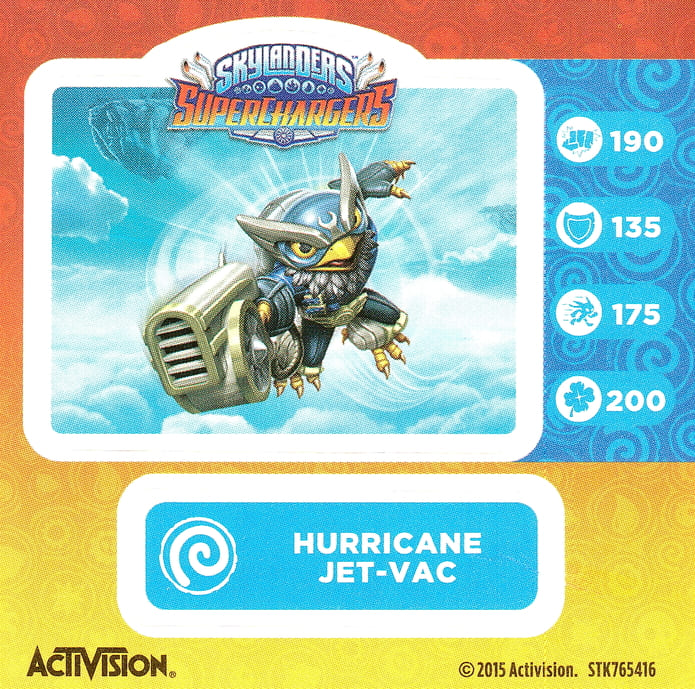 Skylanders Superchargers Hurricane Jet-Vac Aufkleber