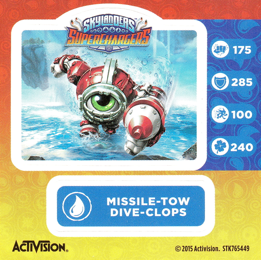 Skylanders Superchargers Missle-Tow Dive Clops Aufkleber