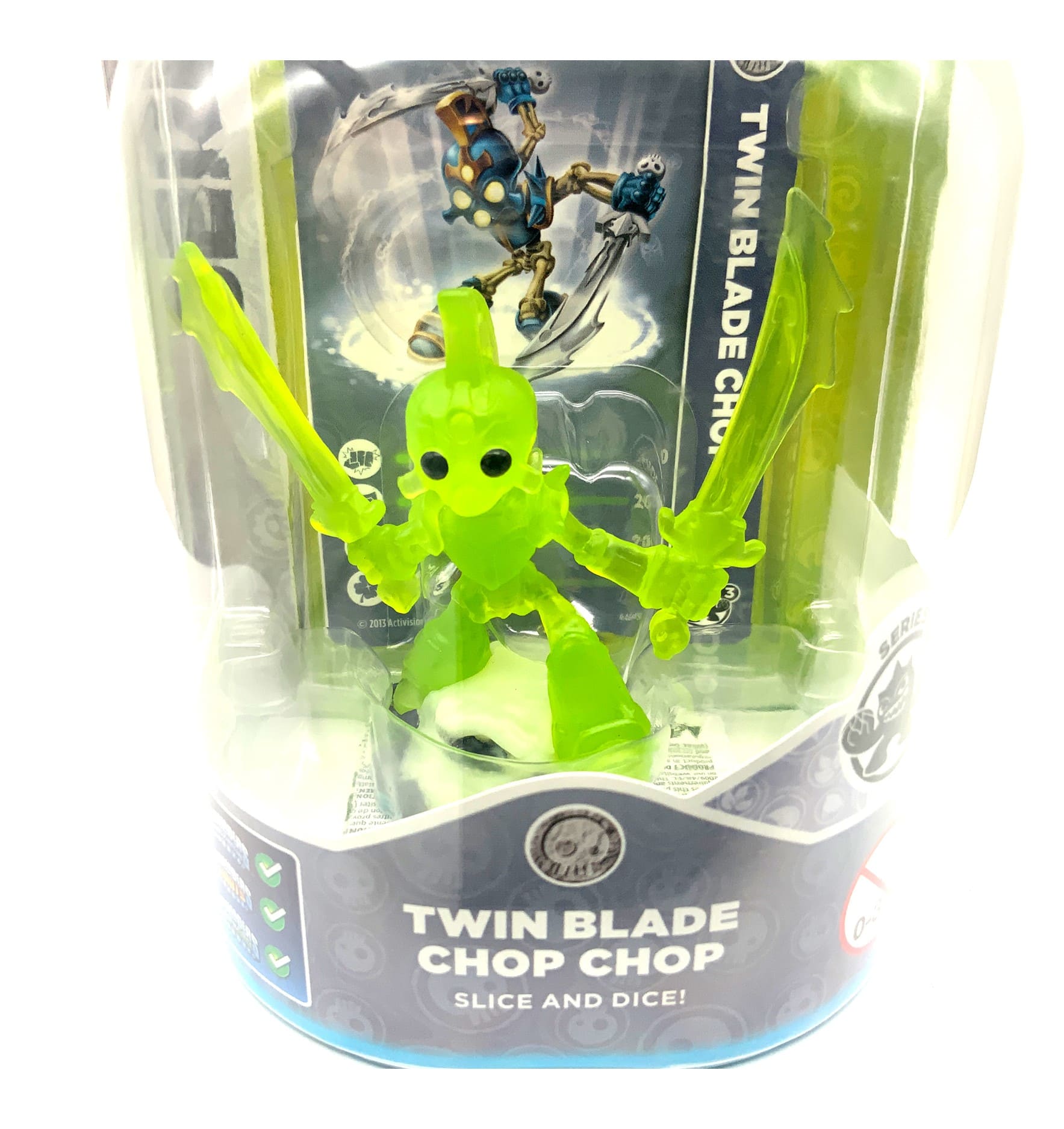 Skylanders Swap Force Twin Blade Chop Chop Crystal Green Chase in OVP (geklebt)